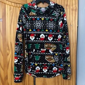 NO BOUNDARIES CHRISTMAS HOODIE GIRLS M 7-9 SANTA SNOWFLAKE HEARTS HOLIDAY FUZZY